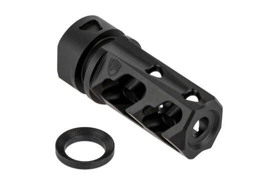 Fortis Manufacturing control-series muzzle brake is compatible with CONTROL blast shields and includes a crush washer.